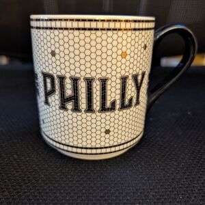 Anthropologie Philly Bistro Mosaic Mug - Black and White